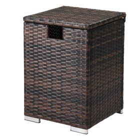 [Replace 95812680]40*40*57cm Iron Frame Gas Bottle Storage Rattan Side Table Brown Gradient