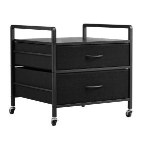 VEVOR Mini Fridge Stand with Storage, 176 lb-Capacity Mini Fridge Table with 2 Drawers & 4 Swivel Wheels, Mobile Mini Fridge Shelf