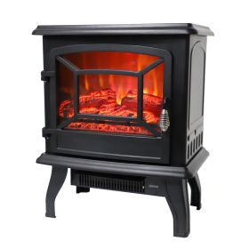 ZOKOP 17inch 1400w Freestanding Fireplace Fake Wood, Single Color, Heating Wire, A Rocker Flame Switch Button, a Rocker Heating Switch Button