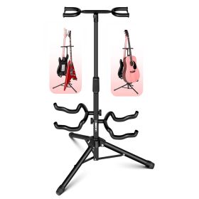 5 Core Guitar Stand Adjustable Double Guitars Stands Floor w Neck Holder Universal Supports for Acoustic Electric Classic Bass Instrument Folding