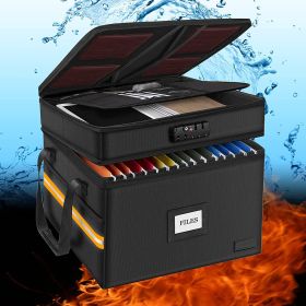 File Box; Fireproof Document Box; with Lock; Upgraded 2 Layer Water-resistant Organizer; Portable;  Collapsible Storage Cabinet;  Reflective Stri