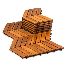 10PC 12inch*12inch  High-quality Acacia Wood Modular Flooring, Model 026, Is Easy To Install And Enhances Your Home's Elegance And Comfort. (Option: 12inch12inch)