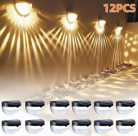 6 Pack Solar Fence Lights Outdoor Waterproof  Solar Powered Deck Step Stair Post Wall Lights Outdoor Lighting For Deck  Black (Option: Warm Lights-12PCS)