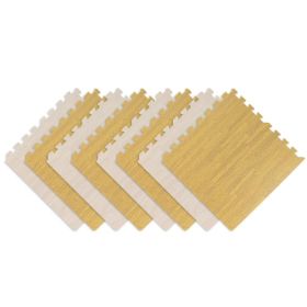 8-Piece Interlocking Wood Grain Foam Mat, Non-Slip And Wear-Resistant Floor Mat, Soft And Cushioning, Suitable For Living Rooms, Bedrooms/Childre (Option: beige)