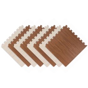 8-Piece Interlocking Wood Grain Foam Mat, Non-Slip And Wear-Resistant Floor Mat, Soft And Cushioning, Suitable For Living Rooms, Bedrooms/Childre (Option: Brown)