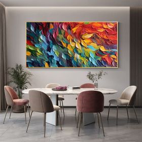 Handmade Oil Painting Original Colorful Feathers Oil Painting On Canvas Large Wall Art Abstract Colorful Painting Custom Painting Living room Hom (style: 01, size: 100x150)