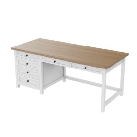 Fixed desk (Main Material: Metal & Wood, Main Color: White)