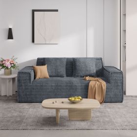 Premium corduroy fabric sofa with layered sponge system (Color: Grey)